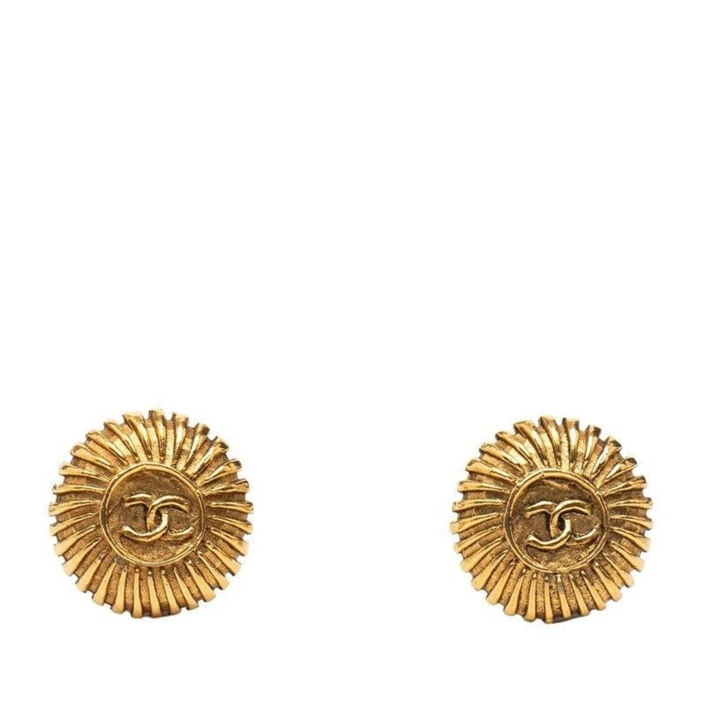 Chanel CC Logo Gold Plated Earrings